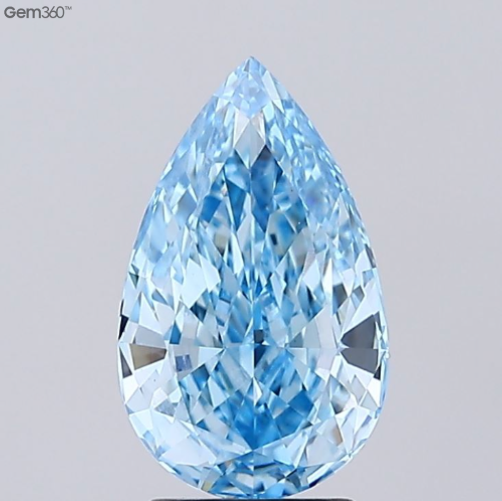 IGI Pear 2.72 Carat VVS2 Clarity Fancy Vivid Blue